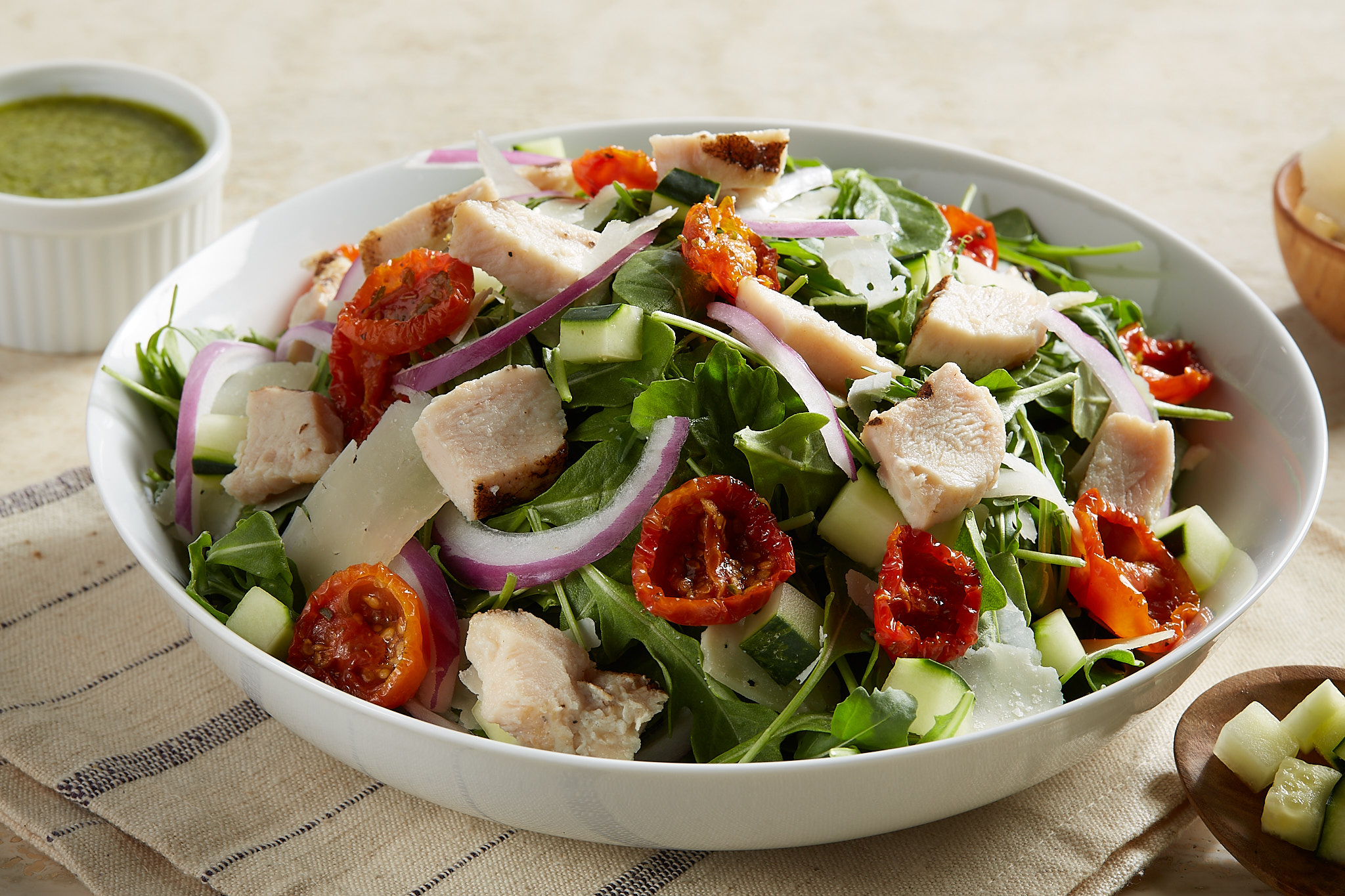 Order Pesto Chicken Arugula Salad  food online from Fresh Brothers store, West Hollywood on bringmethat.com
