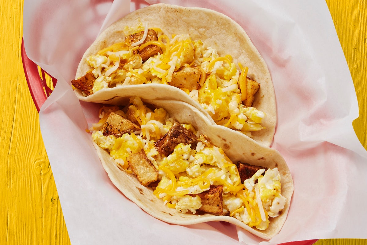 Order Potatoes, Egg, & Cheese Taco food online from Fuzzys Taco Shop store, Arlington on bringmethat.com