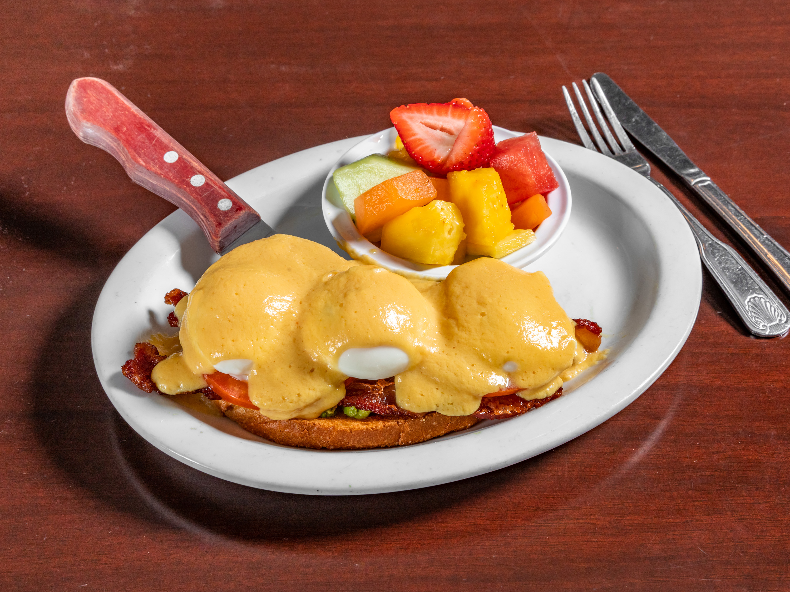 Order Pacific Toast Highway Benny food online from Cappy's Cafe store, Newport Beach on bringmethat.com