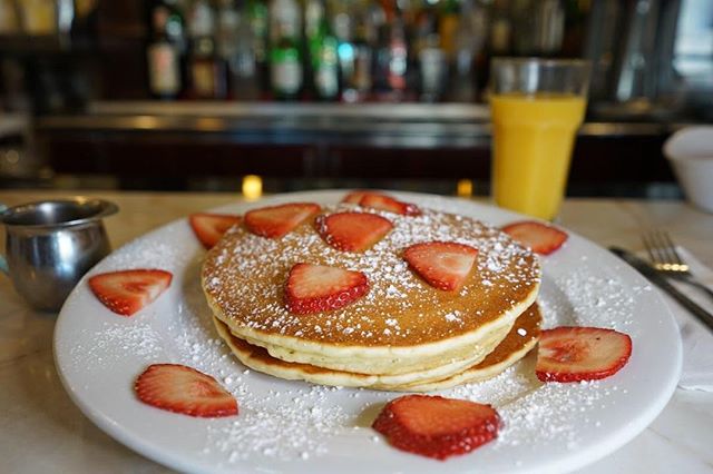 Order Strawberries and Cream Pancakes food online from Fountain Diner store, Hartsdale on bringmethat.com
