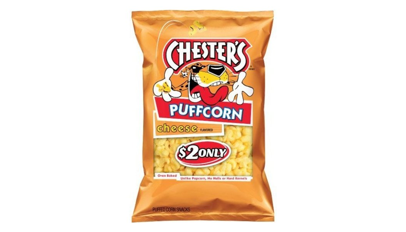 Order Chester's Puffcorn Puffed Corn Snacks Cheese 4.25 oz Bag food online from P & B Liquor & Fine Wine store, Long Beach on bringmethat.com