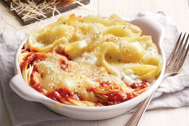 Order Fettuccine and Spaghetti Baked Duo food online from Fazoli store, Butler on bringmethat.com