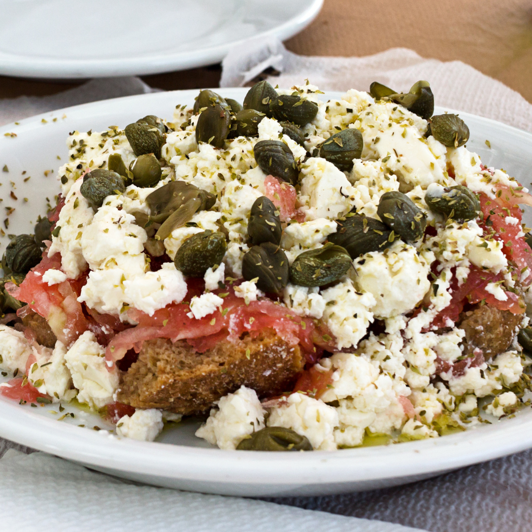 Order Dakos Traditional Cretan Salad food online from Gyro Jimmys store, Carle Place on bringmethat.com
