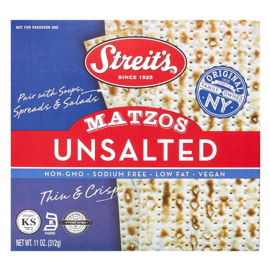 Order Streit's Unsalted Matzo 11oz food online from Everyday Needs by Gopuff store, Pittsburgh on bringmethat.com