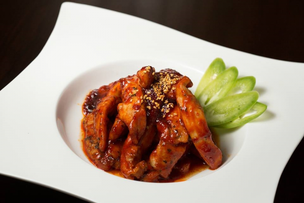 Order Spicy Chicken BBQ Dinner Entree food online from Bop N Sushi store, Westwood on bringmethat.com