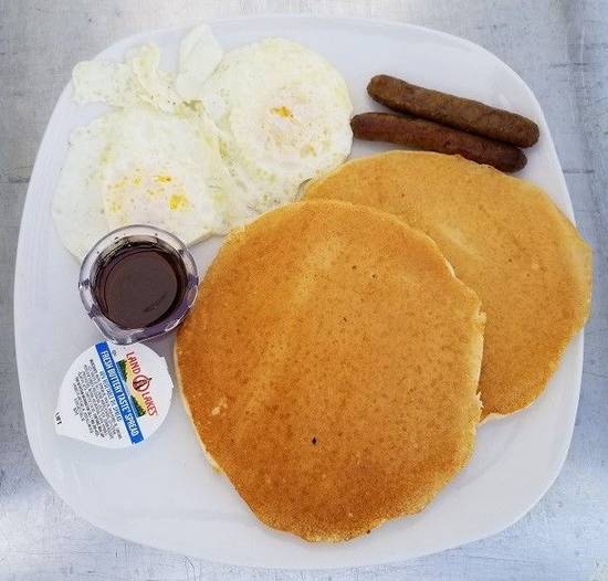 Order Buttermilk Pancake Combo food online from Jimmy's Egg store, Bixby on bringmethat.com