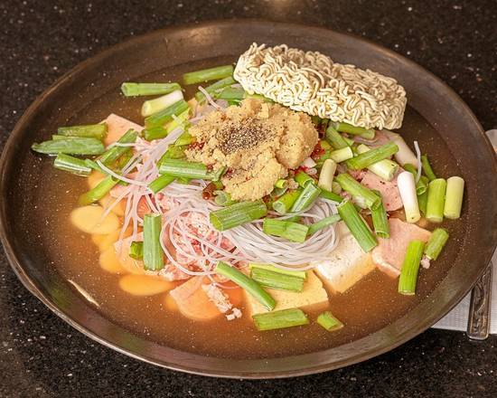 Order Budae Jjigae for Two / 부대찌개 2 인분 food online from K-Grill&Tofu House store, San Bruno on bringmethat.com