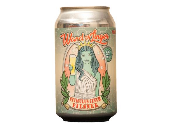Order WanderLinger Brewing Stimulus Czech Pilsner - 6x 12oz Cans food online from Eagle Liquor & Wine store, Chattanooga on bringmethat.com
