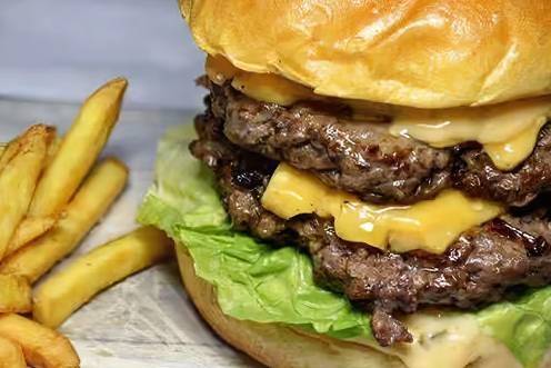 Order Double Fatty Burger food online from Meaty Man Burgers store, Jonesboro on bringmethat.com