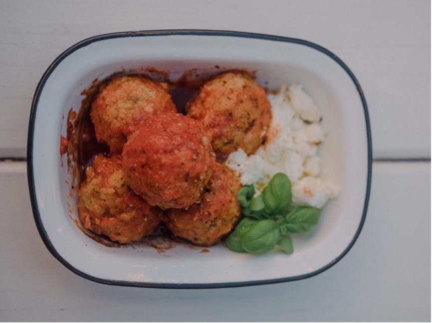 Order Skillet Meatballs - Plate food online from The Kaatskeller store, Livingston Manor on bringmethat.com