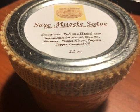 Order 2 Natural Sisters Sore Muscle Salve (2.5oz) food online from Trio Pharmacy store, Columbus on bringmethat.com