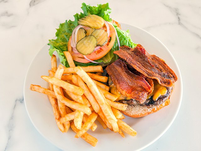 Order Bacon and Cheese Burger food online from Great American Diner Bar store, Seattle on bringmethat.com