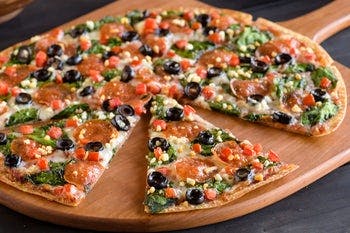 Order Greek Pepperoni Pizza - Medium 12" food online from Papa Murphy store, Sacramento on bringmethat.com