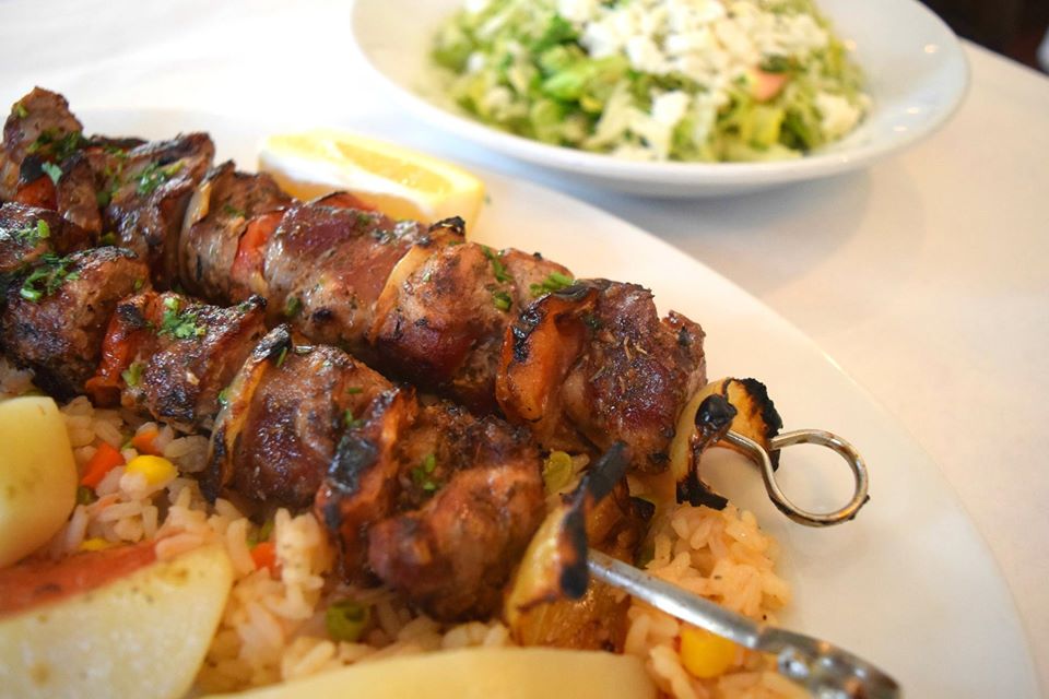 Order Pork Souvlaki food online from Aliada Restaurant store, Astoria on bringmethat.com