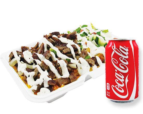 Order LAMB OVER RICE FREE CAN SODA  food online from Us Kennedy Fried Chicken store, New York on bringmethat.com