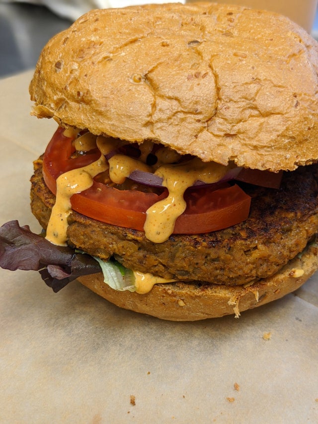 Order House Made Veggie Burger food online from Root 11 Bistro store, Bloomsburg on bringmethat.com