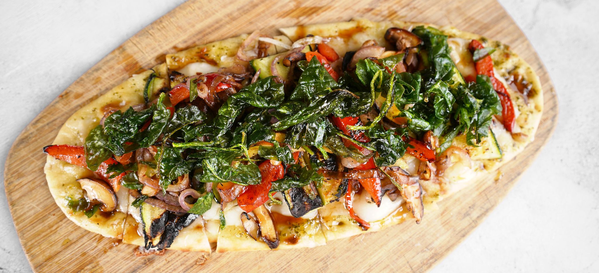 Order Roasted Vegetable Flatbread food online from La Bowls And Breads store, Los Angeles on bringmethat.com