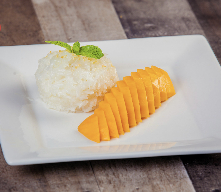 Order Mango Sticky Rice (Seasonal) food online from Clifton thai restaurant store, Clifton on bringmethat.com