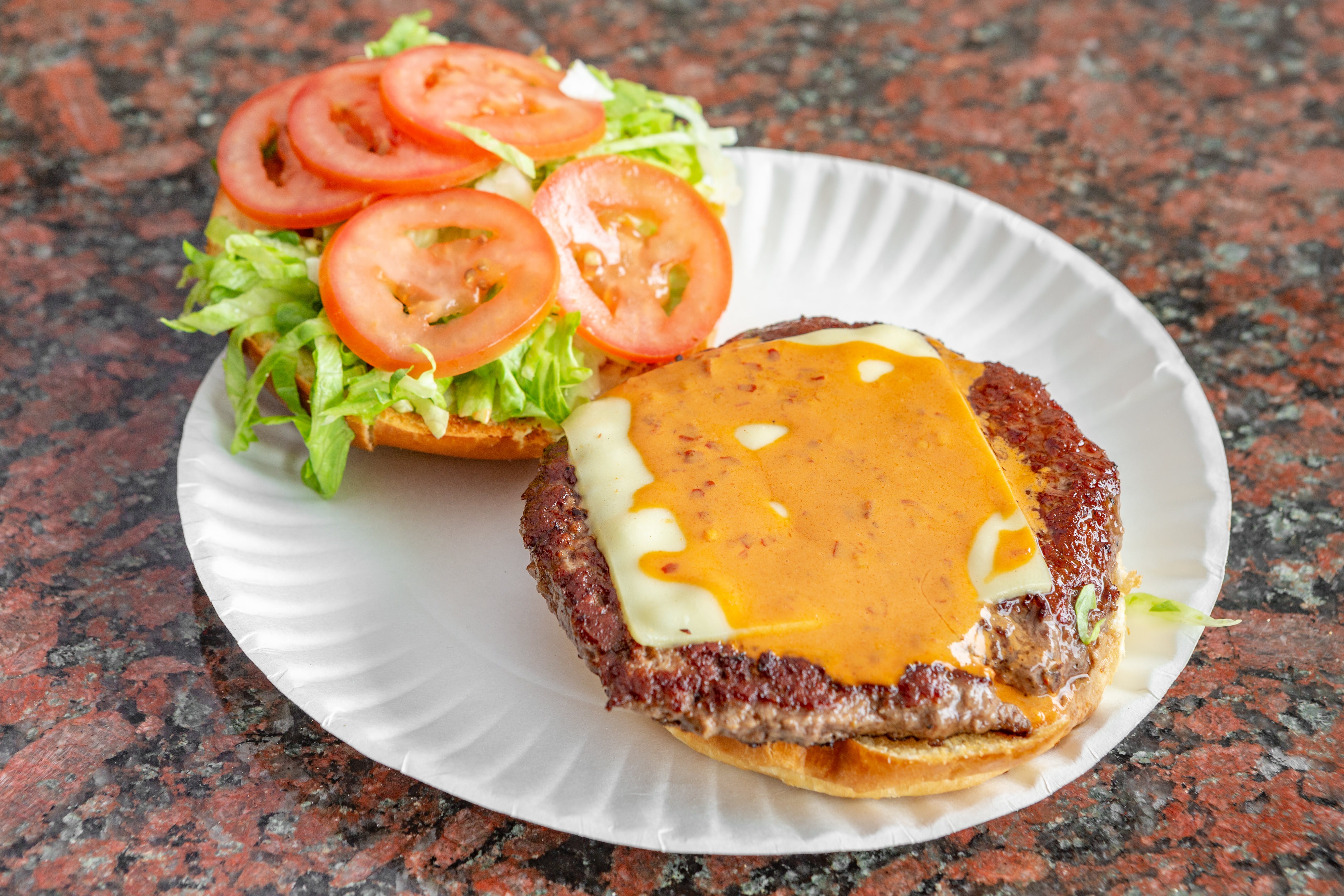 Order Spicy Burger - Sandwich food online from Theo's Pizzeria & Grill - Belmont store, Belmont on bringmethat.com