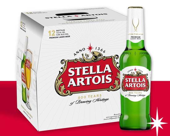 Order Stella Artois, 12pk-12oz bottle beer (5.2% ABV) food online from Fastrip store, Bakersfield on bringmethat.com