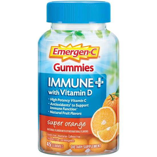 Order Emergen-C Immune Plus Vitamin-C Gummies 750 mg Super Orange (45 ct) food online from Rite Aid store, Tiffin on bringmethat.com