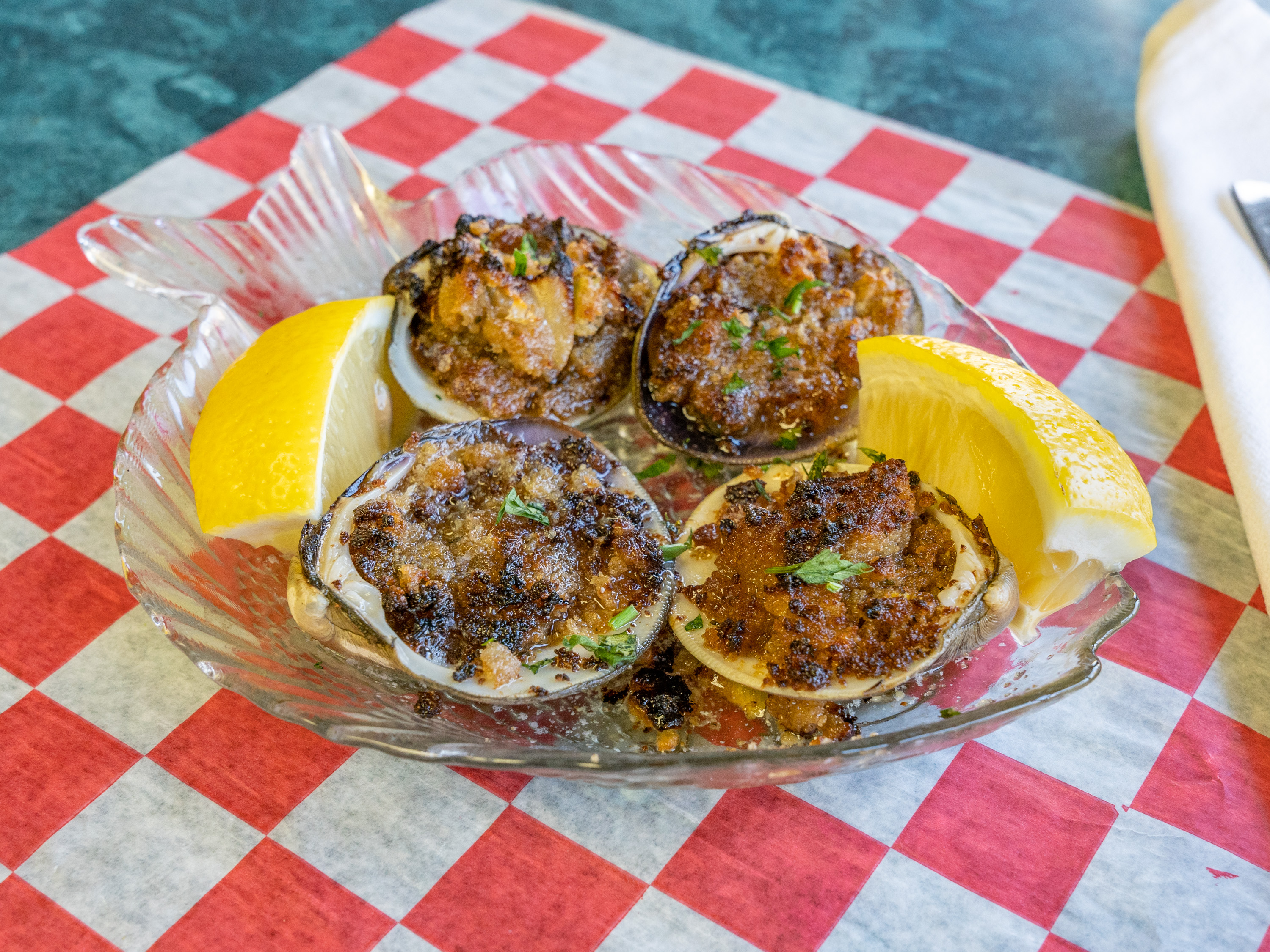 Order Baked Stuffed Ri Little Neck Clams Oreganata food online from Conte Restaurant store, Mount Kisco on bringmethat.com