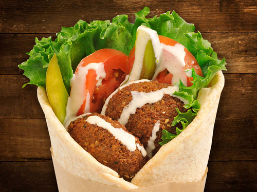 Order Falafel  Veggie Wrap food online from Bistro Kabob store, Carlsbad on bringmethat.com