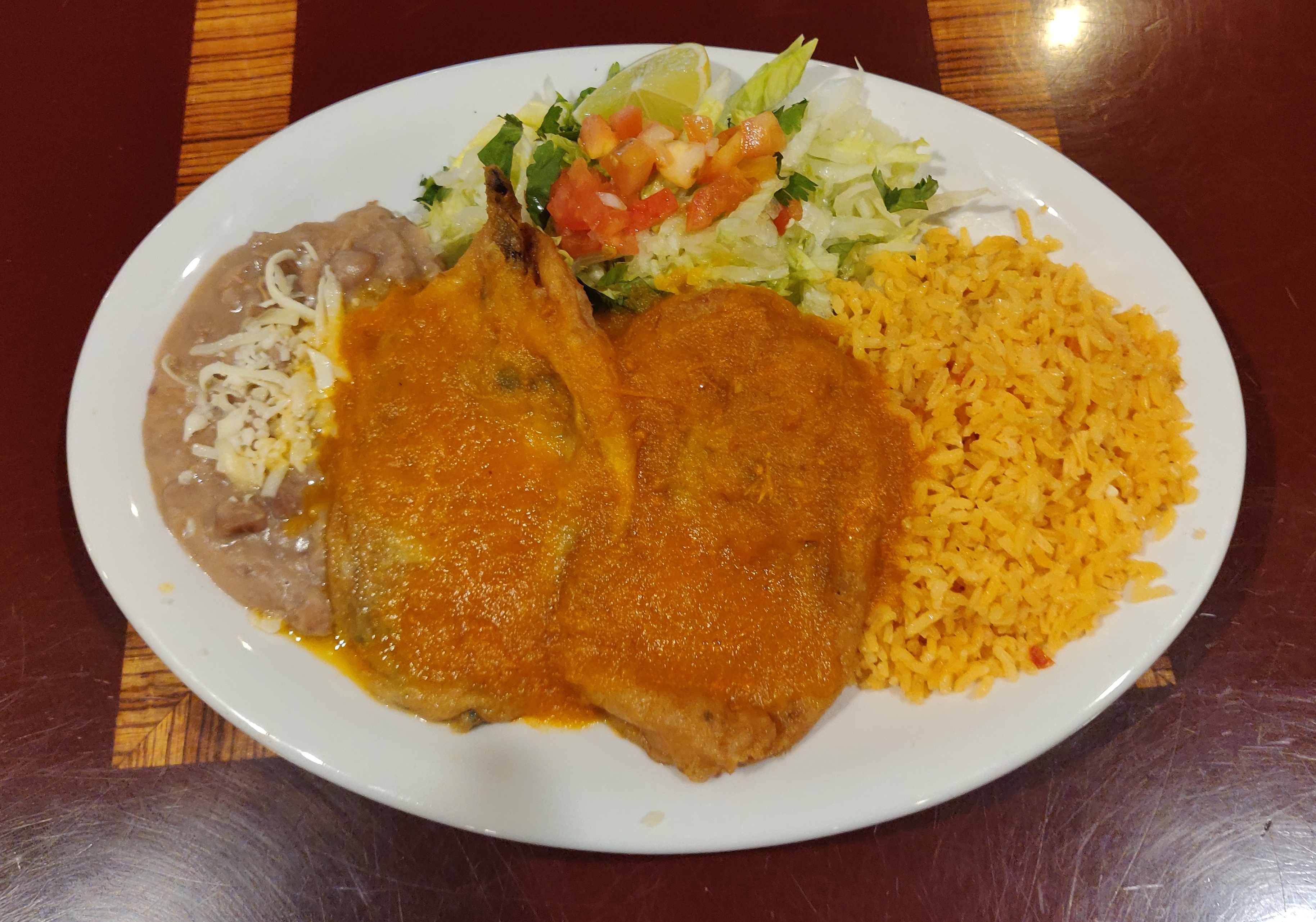 Order Chiles Relleno Dinner food online from El Ranchito store, Chicago on bringmethat.com