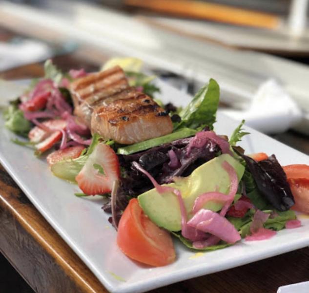 Order Grilled Salmon Salad food online from The Nook store, Santa Barbara on bringmethat.com