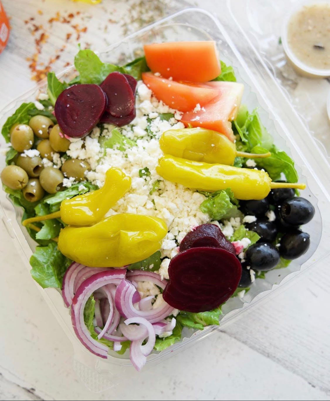 Order Greek Salad - Small food online from Mr Cheese Pizza store, Dearborn Heights on bringmethat.com