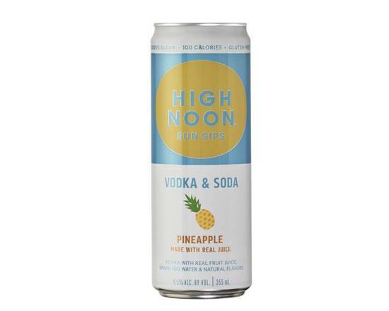 Order High Noon Pineapple, 4pk-355mL can hard seltzer (4.50% ABV) food online from Cold Spring Liquor store, Liberty Hill on bringmethat.com