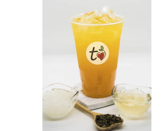 Order Passion Fruit Green Tea (w/ lychee jelly & aiju jelly) food online from TeaLove Ontario store, Ontario on bringmethat.com
