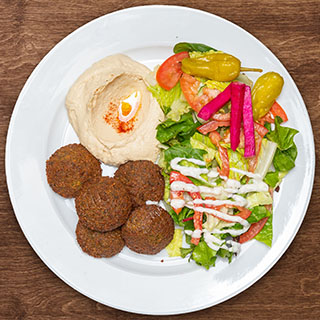 Order 11. Falafel Platter Plate food online from The Green Olive store, Camarillo on bringmethat.com