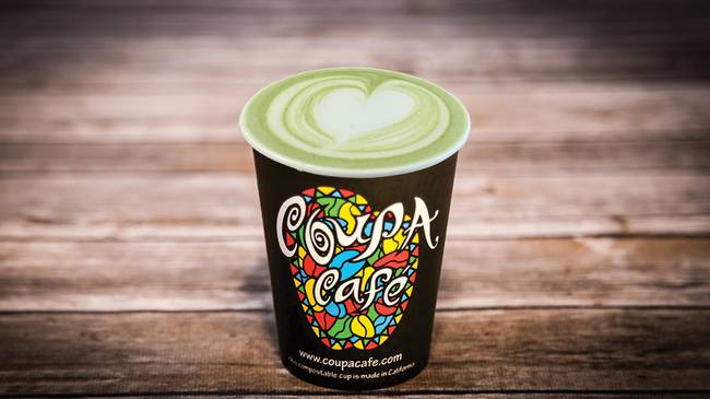 Order Medium Matcha Latte food online from Coupa Cafe store, Palo Alto on bringmethat.com