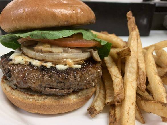 Order Black and Blue Burger food online from Nonno Pizza & Family Restaurant store, Moosic on bringmethat.com