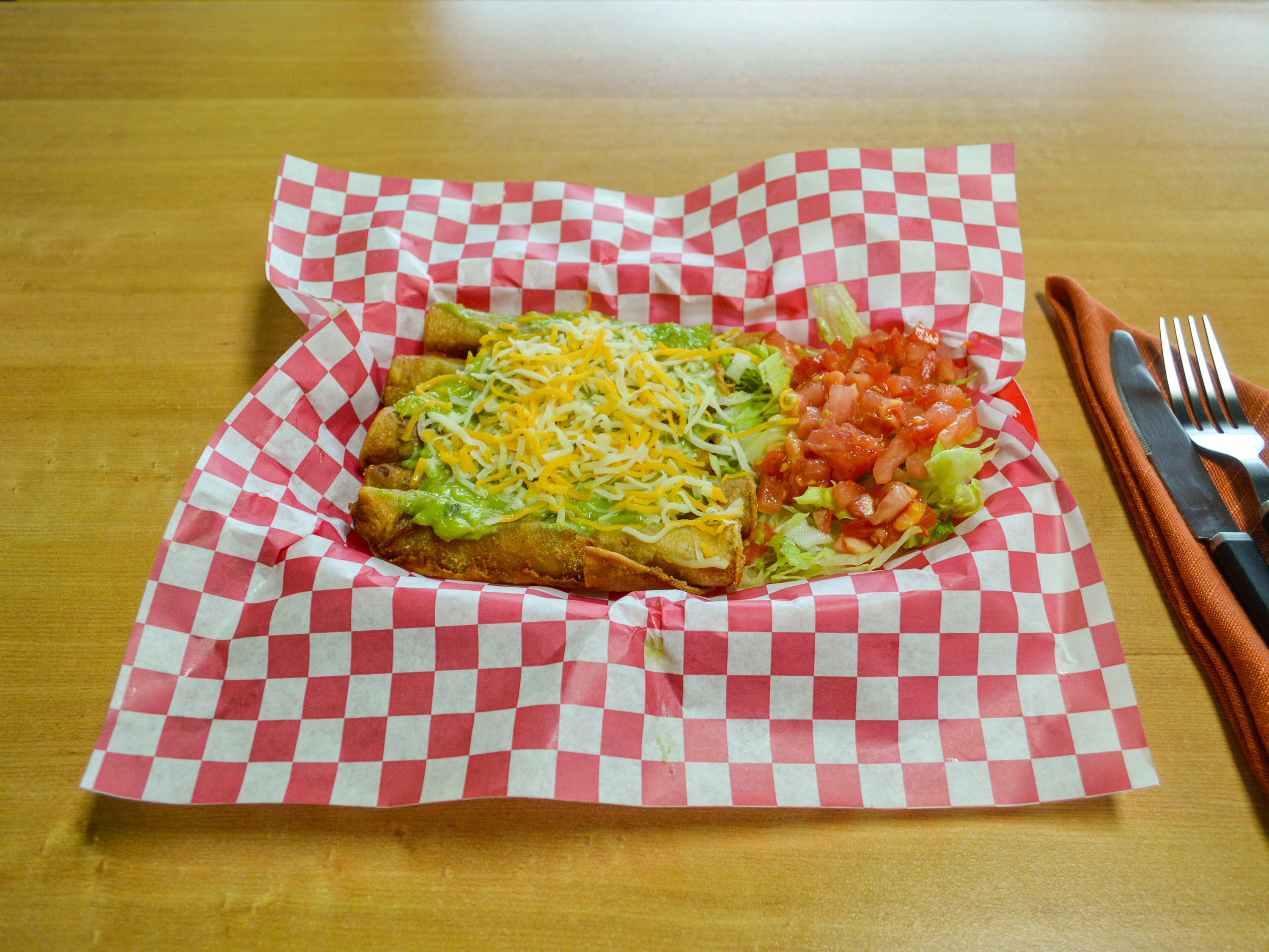 Order 7. Five Rolled Taco Combo food online from West Coast Taco Shop store, Franklin on bringmethat.com