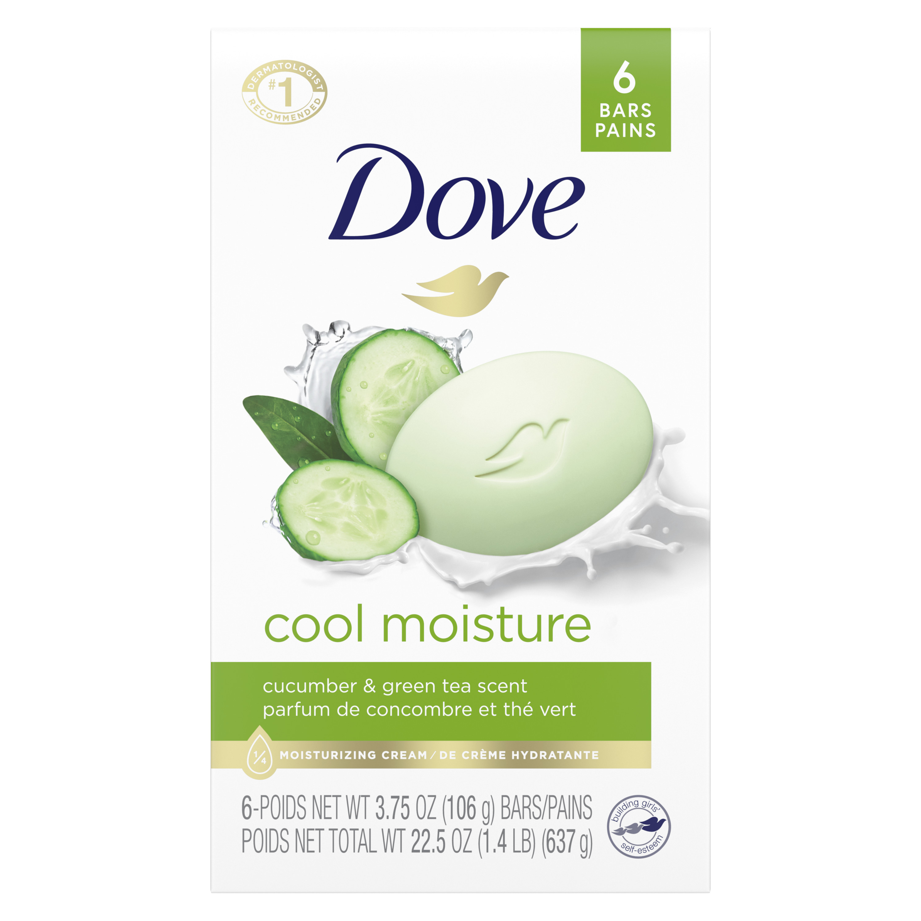 Order Dove Cool Moisture Beauty Bars, Cucumber & Green Tea, 3.75 oz - 6 pk food online from Rite Aid store, MILLER PLACE on bringmethat.com