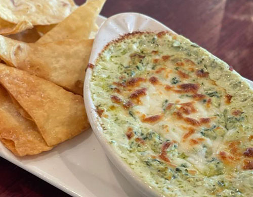 Order Spinach & Artichoke Dip food online from The Woodford Club store, Versailles on bringmethat.com