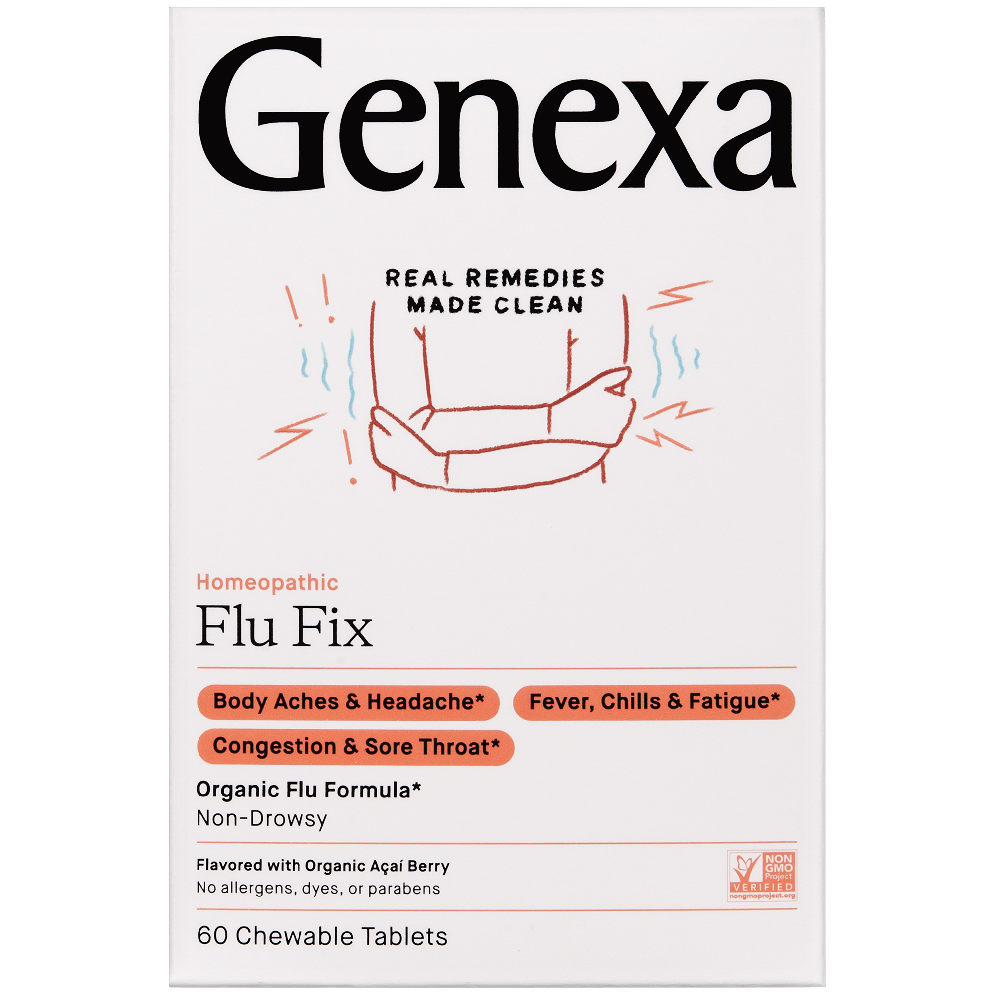 Order Genexa Non-Drowsy Flu Fix Chewable Tablets, Acai Berry - 60 ct food online from Rite Aid store, Cathedral City on bringmethat.com