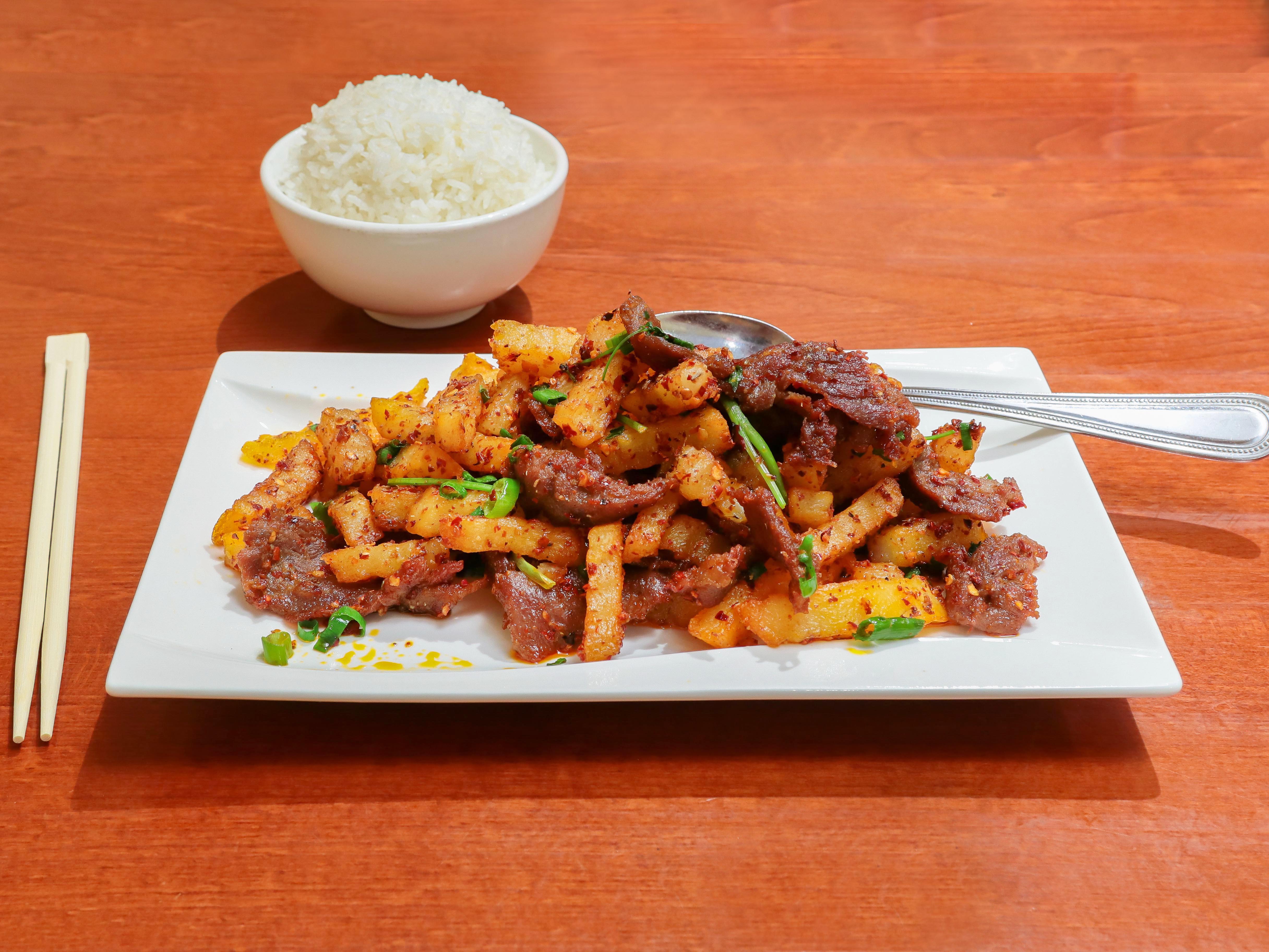 Order B8. 五香牛柳 Five Spice Beef with Potato food online from Little Szechuan store, State College on bringmethat.com