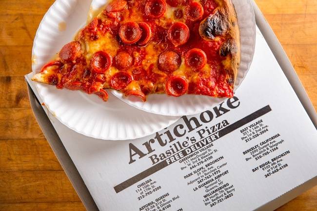 Order Pepperoni Slice food online from Artichoke Basille Pizza store, Hoboken on bringmethat.com