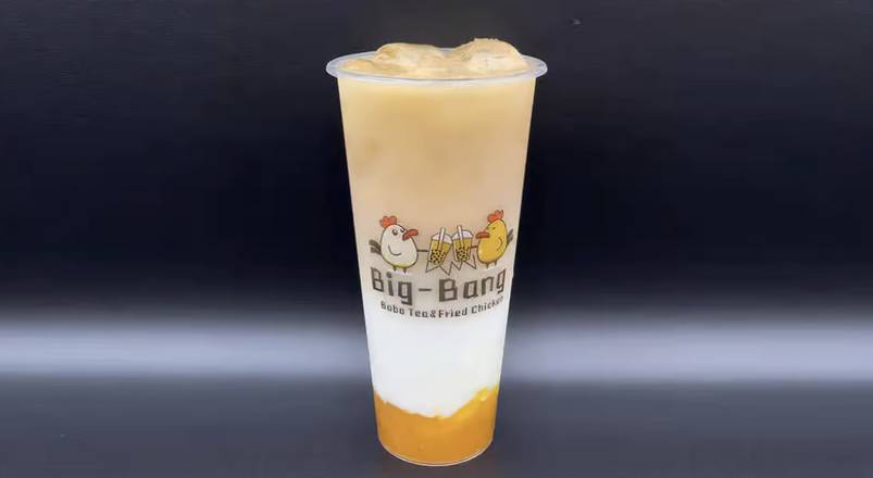 Order Mango Green Tea Latte (24 oz) food online from Big-Bang Boba & Chicken store, Concord on bringmethat.com