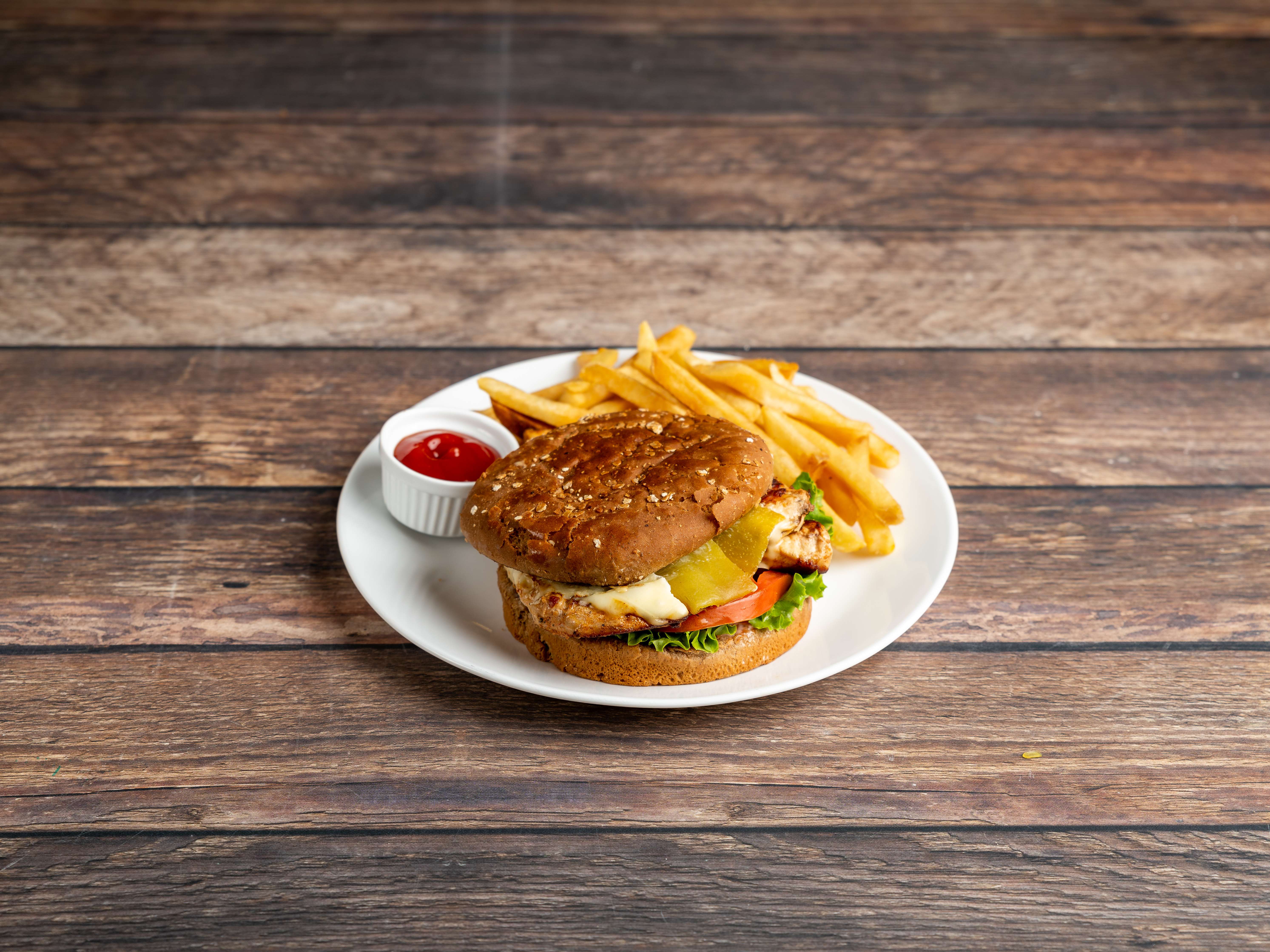 Order Ortega Chicken Burger food online from Crest Cafe store, Riverside on bringmethat.com