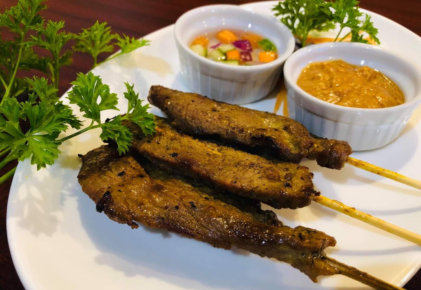 Order Beef satay food online from Brown Rice Thai Cuisine store, West Boylston on bringmethat.com