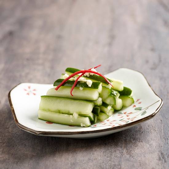 Order E4 Chilled Pickled Cucumber with Garlic 凉拌小黄瓜 (COMBO) food online from Le Shrimp Ramen store, Costa Mesa on bringmethat.com