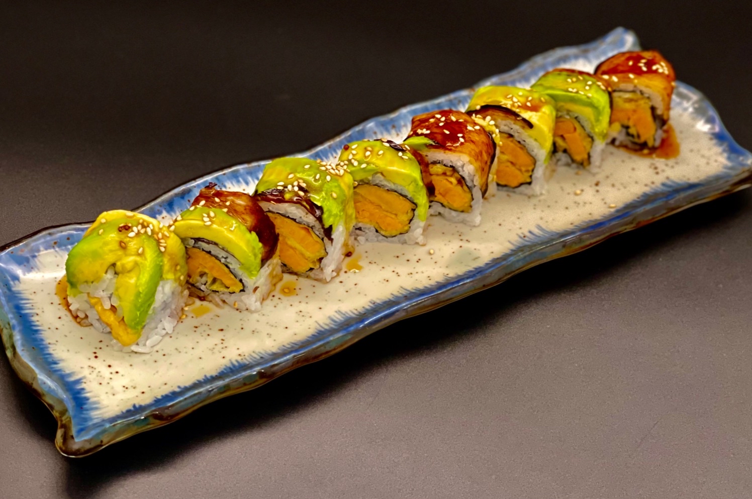Order Vegetable Dragon Roll food online from Eat Sushi Restaurant store, San Francisco on bringmethat.com