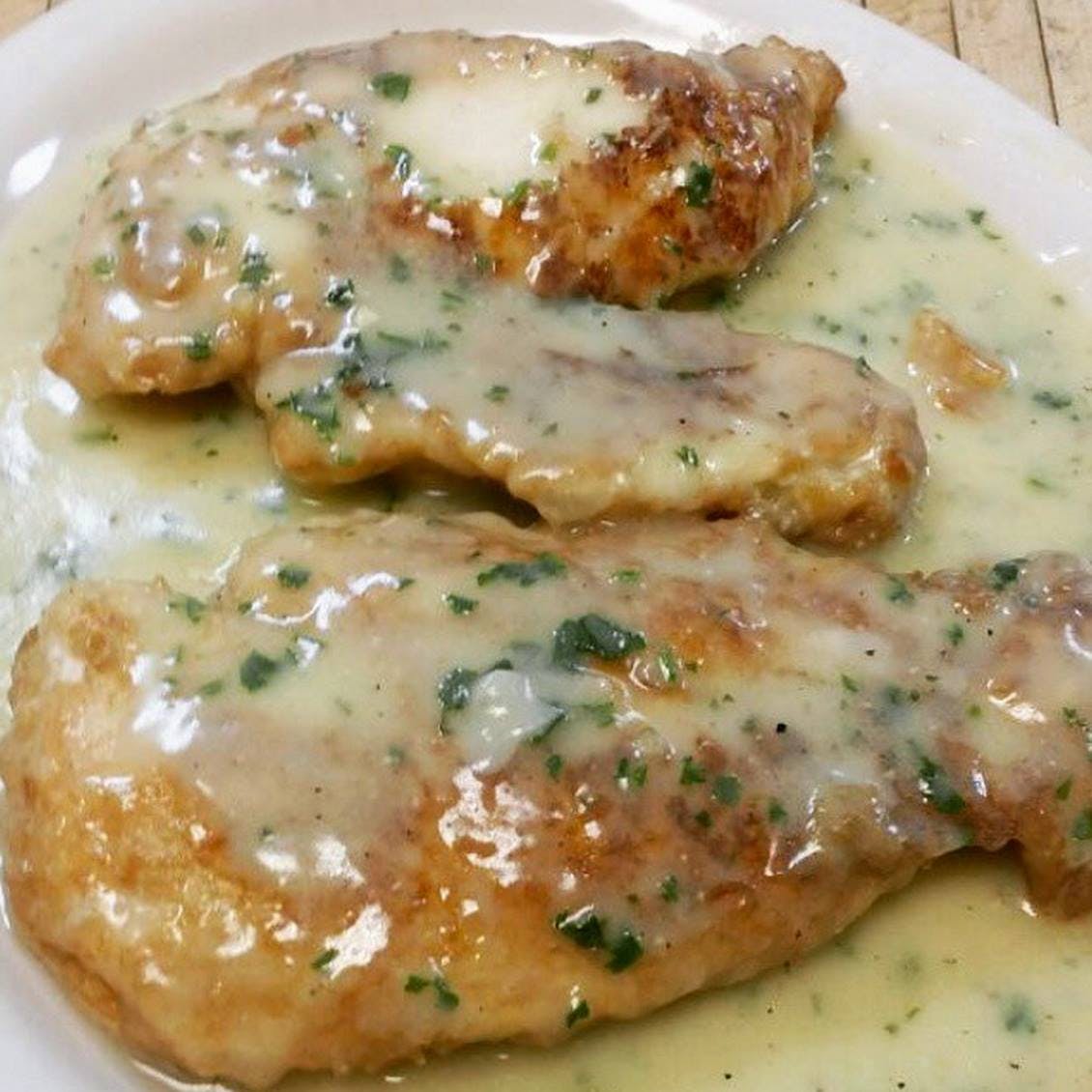 Order Chicken Francese - Entree food online from Mark's Pizza & Restaurant store, Hackensack on bringmethat.com