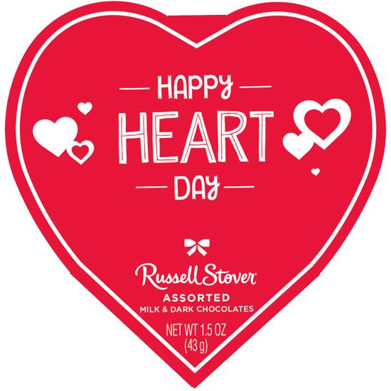 Order Russell Stover Valentine's Day Happy Heart Day Assorted Milk Chocolate & Dark Chocolate Gift Box, 1.5 oz food online from CVS store, PENNSBURG on bringmethat.com