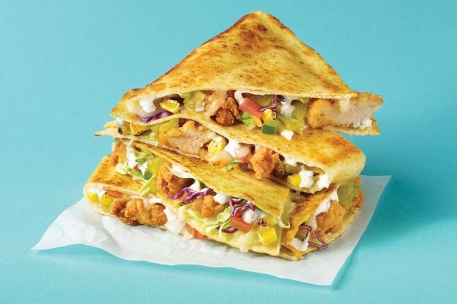 Order The Fried Chicken Picnic Quesadilla food online from Savage Burrito store, Littleton on bringmethat.com