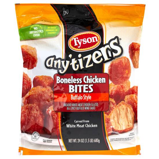 Order Tyson Any'tizers Frozen Buffalo Style Boneless Chicken Bites 24oz food online from Everyday Needs by Gopuff store, Omaha on bringmethat.com